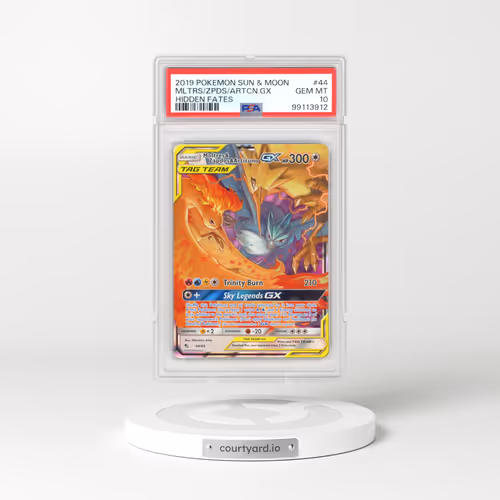 2019 Pokémon Sun & Moon Hidden Fates #44 Moltres & Zapdos & Articuno GX - Holo (PSA 10 GEM MINT)