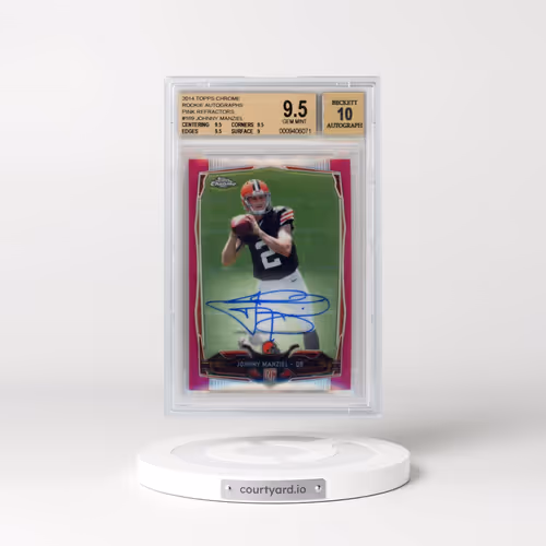 2014 Topps Chrome #169 Johnny Manziel - With Ball-Autograph-Pink Refractor (BGS 9.5 GEM MINT)