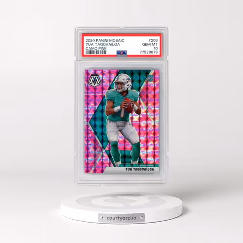 2020 Panini Mosaic #203 Tua Tagovailoa - Camo Pink (PSA 10 GEM MINT)