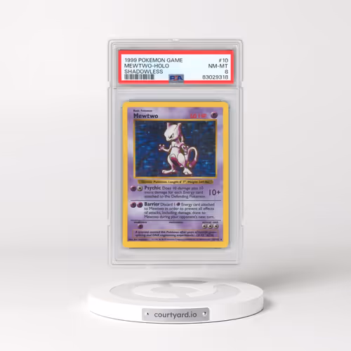 1999 Pokémon Game #10 Mewtwo - Holo Shadowless (PSA 8 NM-MT)