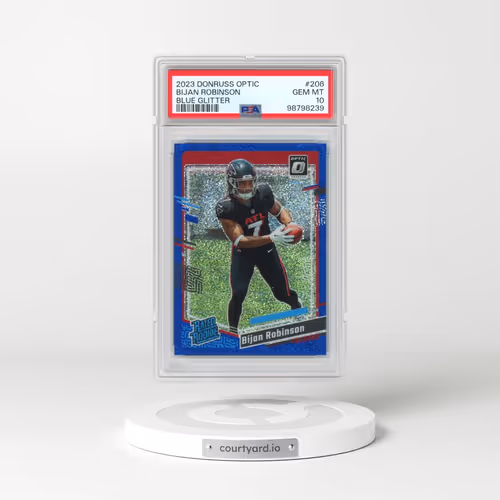 2023 Panini Donruss Optic #206 Bijan Robinson - Blue Glitter (PSA 10 GEM MINT)