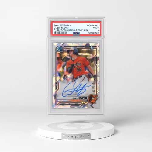 2021 Bowman Chrome Prospect Autographs #CPACMA Coby Mayo - Atomic Refractor (PSA 9 MINT)