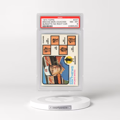 1973 Topps #237 Braves Mgr./Coaches - Burdette No Right Ear (PSA 8 NM-MT)