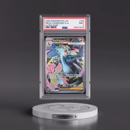 2025 Pokémon Pfl EN-Phantasmal Flames #109 Mega Charizard X EX - Holo Ultra Rare (PSA 9 MINT)