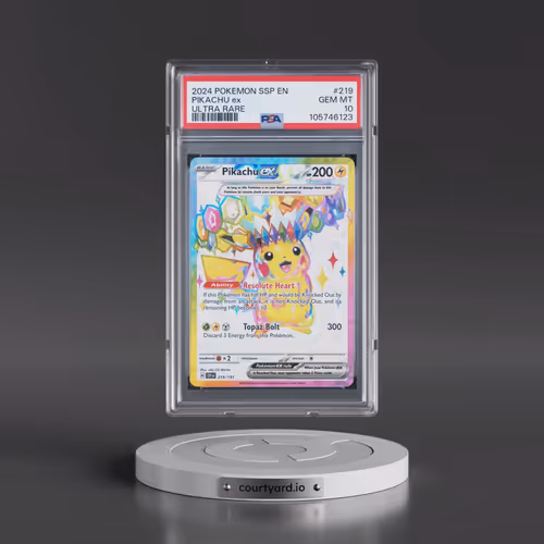 2024 Pokémon Ssp EN-Surging Sparks #219 Pikachu EX - Holo Ultra Rare (PSA 10 GEM MINT)