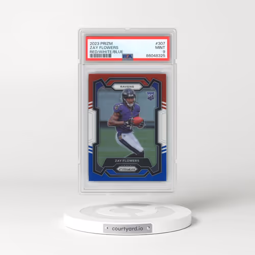 2023 Panini Prizm #307 Zay Flowers - Red/White/Blue Prizm (PSA 9 MINT)