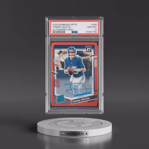 2023 Panini Donruss Optic #280 Tommy Devito - Autograph-Red (PSA 10 GEM MINT)