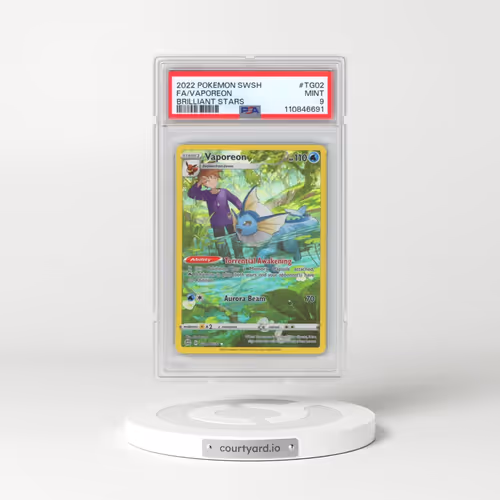 2022 Pokémon Sword & Shield Brilliant Stars #TG02 Vaporeon - Full Art (PSA 9 MINT)