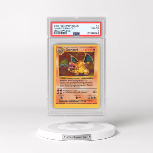 1999 Pokémon Game #4 Charizard - Holo Shadowless (PSA 4 VG-EX)