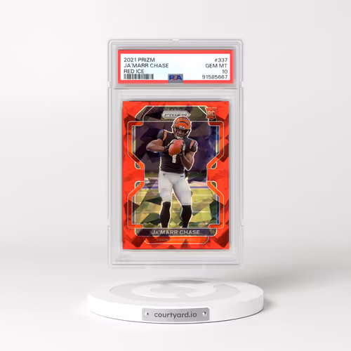 2021 Panini Prizm #337 JA'Marr Chase - Red Ice (PSA 10 GEM MINT)