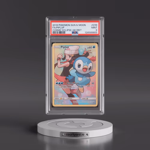 2019 Pokémon Sun & Moon Cosmic Eclipse #239 Piplup - Full Art Secret (PSA 9 MINT)