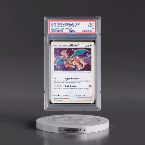 2021 Pokémon Swsh Black Star Promo #177 Special Delivery Bidoof - Holo Bidoof Day (PSA 9 MINT)