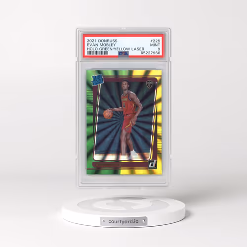 2021 Panini Donruss #225 Evan Mobley - Holo Green/Yellow Laser (PSA 9 MINT)