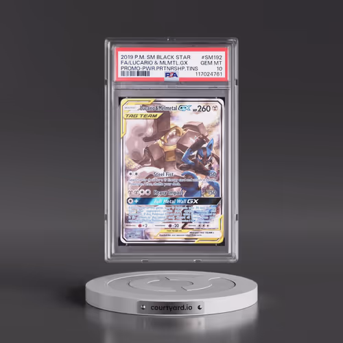 2019 Pokémon SM Black Star Promo #SM192 Lucario & Melmetal GX - Holo Full Art Power Partnership Tins