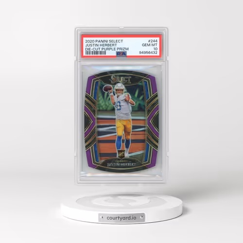 2020 Panini Select #244 Justin Herbert - Die-Cut Purple Prizm (PSA 10 GEM MINT)
