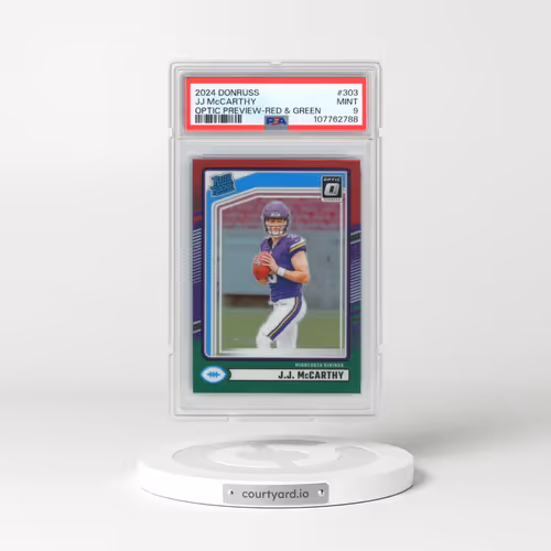 2024 Panini Donruss #303 JJ McCarthy - Optic Preview-Red & Green (PSA 9 MINT)
