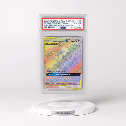2019 Pokémon Sun & Moon Hidden Fates #69 Moltres & Zapdos & Articuno GX - Holo Full Art Secret (PSA