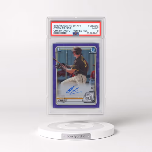2020 Bowman Draft Chrome Draft Picks Autographs #CDAOC Owen Caissie - Purple Refractor (PSA 9 MINT)