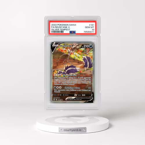 2022 Pokémon Sword & Shield Silver Tempest #181 Skuntank V - Holo Full Art (PSA 10 GEM MINT)