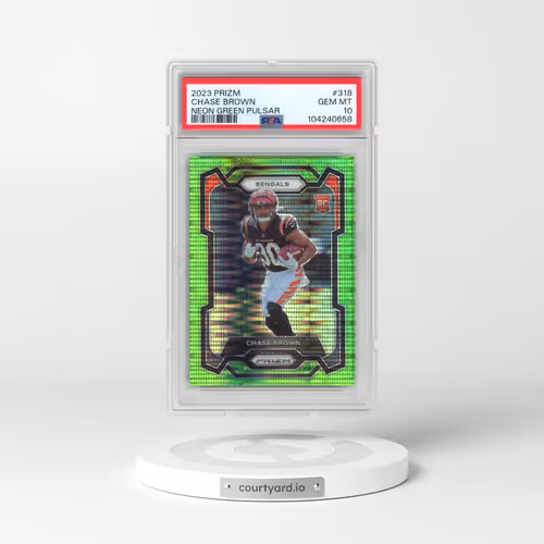 2023 Panini Prizm #318 Chase Brown - Neon Green Pulsar (PSA 10 GEM MINT)