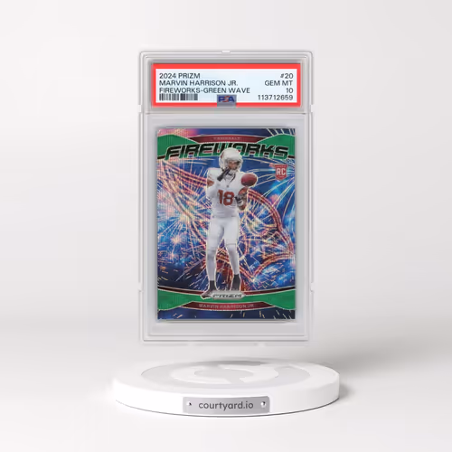 2024 Panini Prizm Fireworks #20 Marvin Harrison Jr. - Green Wave (PSA 10 GEM MINT)