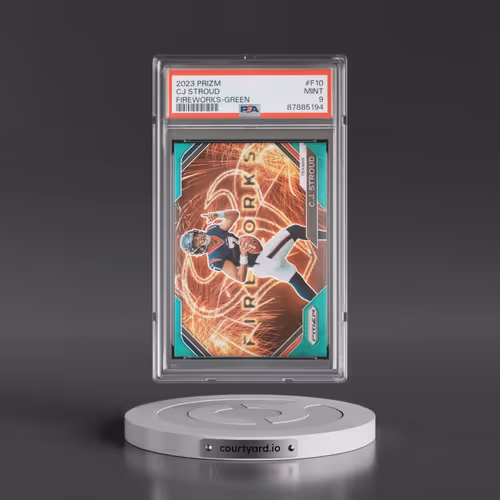 2023 Panini Prizm Fireworks #F10 CJ Stroud - Green Prizm (PSA 9 MINT)
