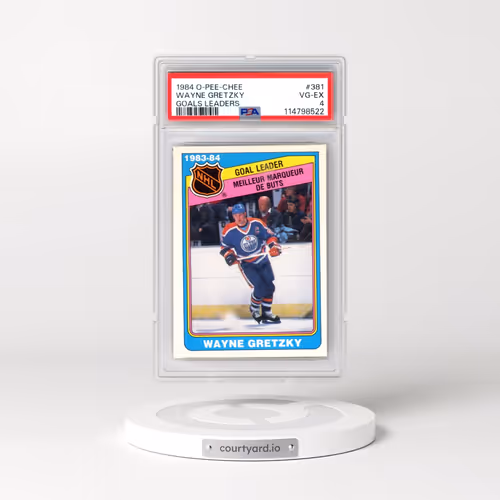 1984 O-Pee-Chee #381 Wayne Gretzky - Goals Leaders (PSA 4 VG-EX)