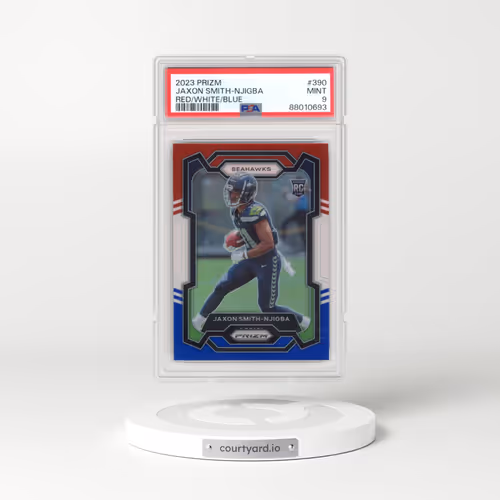 2023 Panini Prizm #390 Jaxon Smith-Njigba - Red/White/Blue Prizm (PSA 9 MINT)