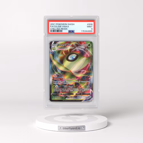 2021 Pokémon Sword & Shield Chilling Reign #008 Celebi Vmax - Full Art (PSA 9 MINT)