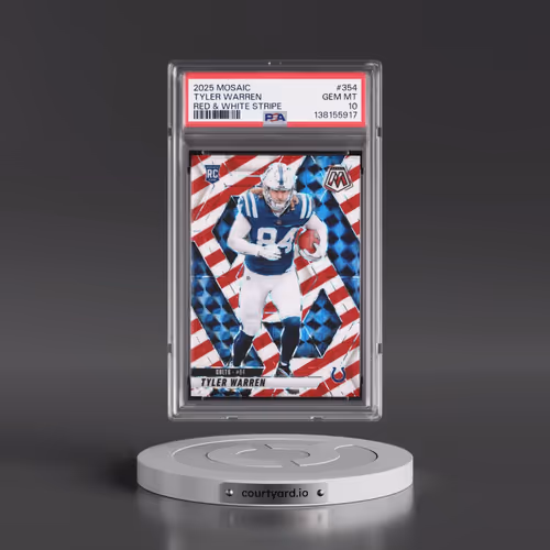 2025 Panini Mosaic #354 Tyler Warren - Red & White Stripe (PSA 10 GEM MINT)