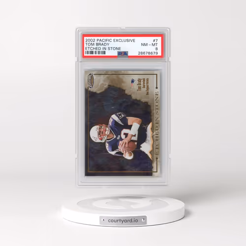 2002 Pacific Exclusive Etched in Stone #7 Tom Brady (PSA 8 NM-MT)