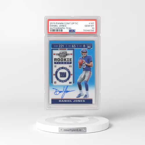 2019 Panini Contenders Optic #107 Daniel Jones - Autograph-Teal (PSA 10 GEM MINT)