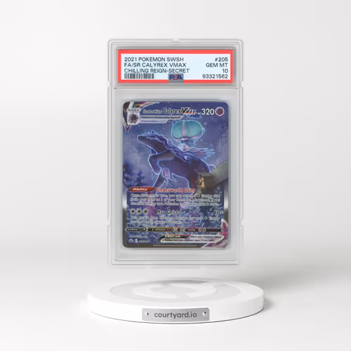2021 Pokémon Sword & Shield Chilling Reign #205 Shadow Rider Calyrex Vmax - Full Art Secret (PSA 10 GEM MINT)