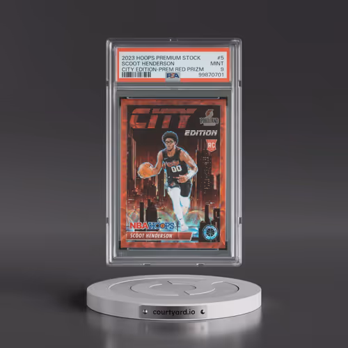 2023 Panini Hoops Premium Stock City Edition #5 Scoot Henderson - Premium Red Prizm (PSA 9 MINT)