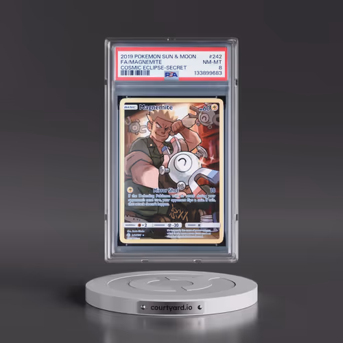 2019 Pokémon Sun & Moon Cosmic Eclipse #242 Magnemite - Full Art Secret (PSA 8 NM-MT)