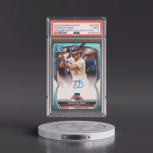 2023 Bowman Draft Chrome Prospect Autograph #CDADS Devin Saltiban - Aqua Lava (PSA 9 MINT)