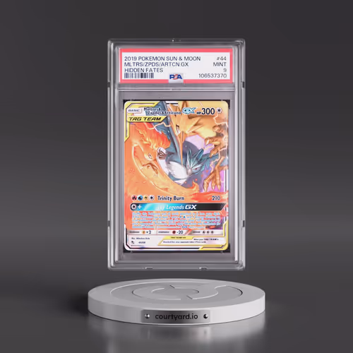 2019 Pokémon Sun & Moon Hidden Fates #44 Moltres & Zapdos & Articuno GX - Holo (PSA 9 MINT)