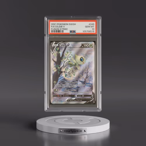 2021 Pokémon Sword & Shield Fusion Strike #245 Celebi V - Holo Full Art (PSA 10 GEM MINT)