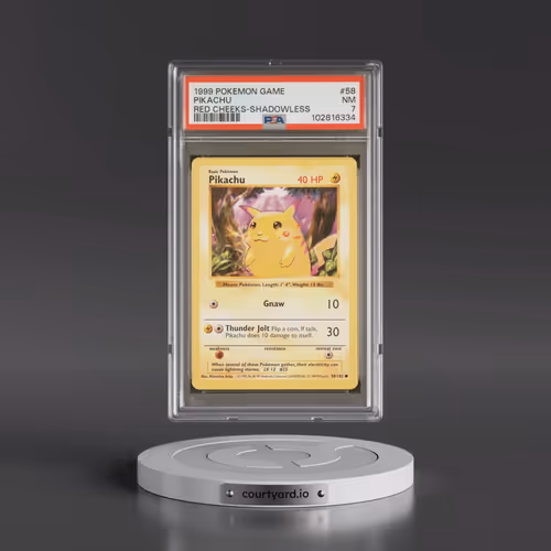 1999 Pokémon Game #58 Pikachu - Shadowless Red Cheeks (PSA 7 NM)