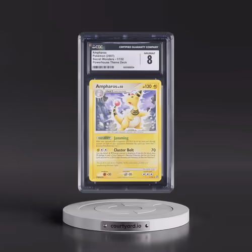 2007 Secret Wonders #1/132 Ampharos - Non-Holo Powerhouse Theme Deck (CGC 8 NM-MT)