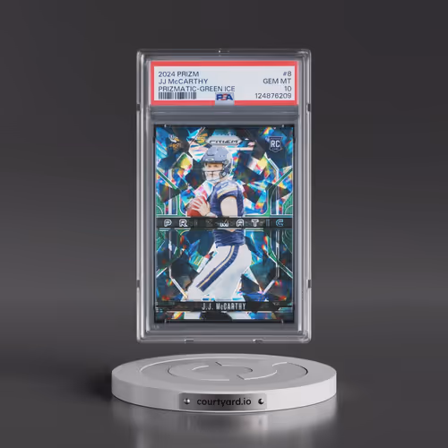 2024 Panini Prizm Prizmatic #8 JJ McCarthy - Green Ice (PSA 10 GEM MINT)