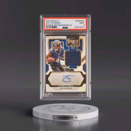 2023 Panini Select Rookie Signature Memorabilia #RSMZFL Zay Flowers (PSA 9 MINT)