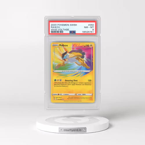 2020 Pokémon Sword & Shield Vivid Voltage #050 Raikou (PSA 8 NM-MT)