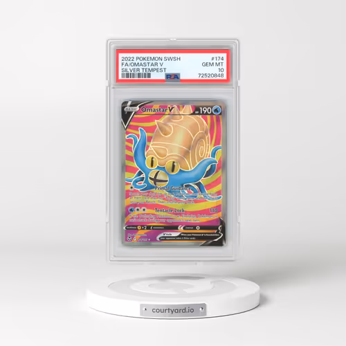 2022 Pokémon Sword & Shield Silver Tempest #174 Omastar V - Holo Full Art (PSA 10 GEM MINT)