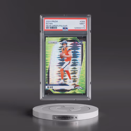 2024 Panini Prizm #309 Bo Nix - Neon Green Pulsar (PSA 9 MINT)