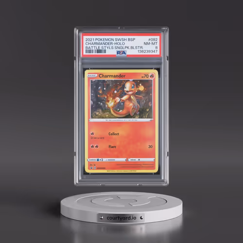 2021 Pokémon Swsh Black Star Promo #092 Charmander - Holo Battle Styles Single Pack Blister (PSA 8 N
