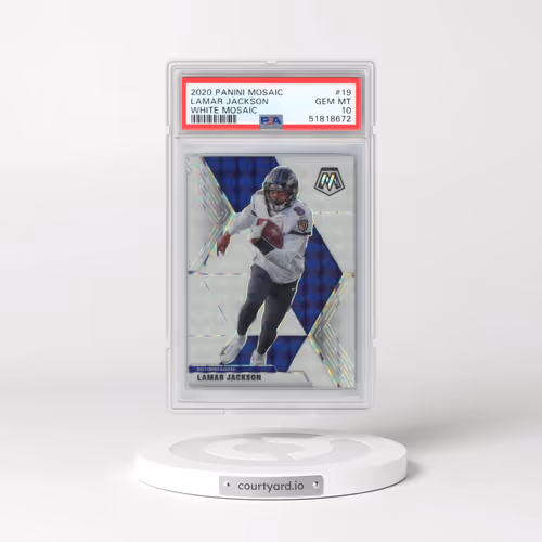 2020 Panini Mosaic #19 Lamar Jackson - White Mosaic (PSA 10 GEM MINT)