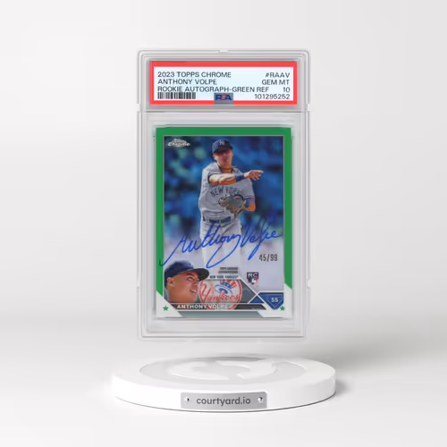 2023 Topps Chrome Rookie Autograph #RAAV Anthony Volpe - Green Refractor (PSA 10 GEM MINT)