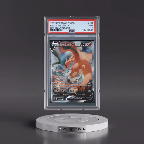 2022 Pokémon Sword & Shield Brilliant Stars #154 Charizard V - Holo Full Art (PSA 9 MINT)