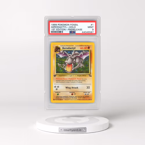 1999 Pokémon Fossil #1 Aerodactyl - 1st Edition Holo Prerelease (PSA 9 MINT)